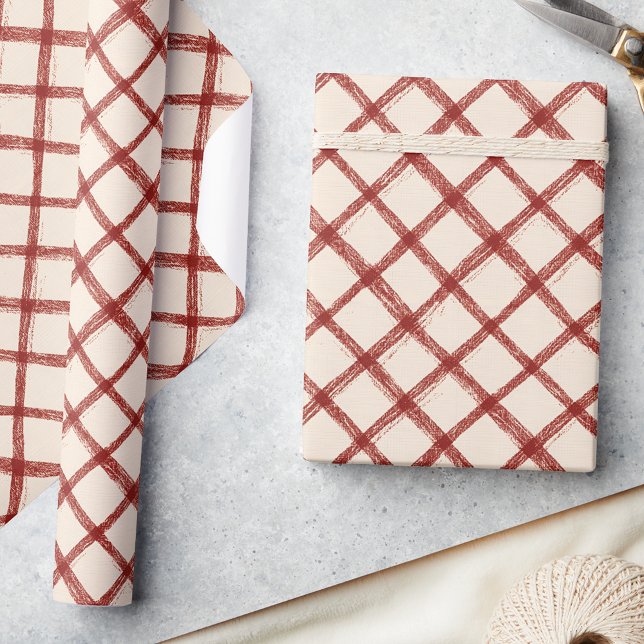 Rustic Red Beige Christmas Wrapping Paper (Creator Uploaded)