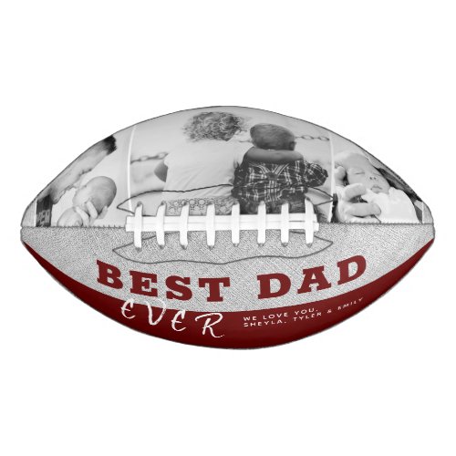 Rustic Red Best Dad Fathers Day 3 Photo Collage Football