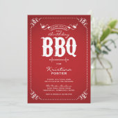 Rustic Red Birthday Party BBQ Invitation (Standing Front)