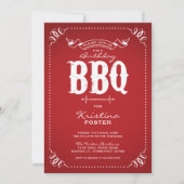 Rustic Red Birthday Party BBQ Invitation (Front)