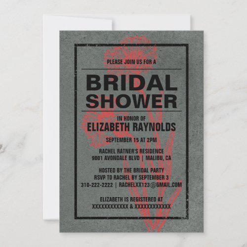 Rustic Red &amp; Black Bridal Shower Invitations