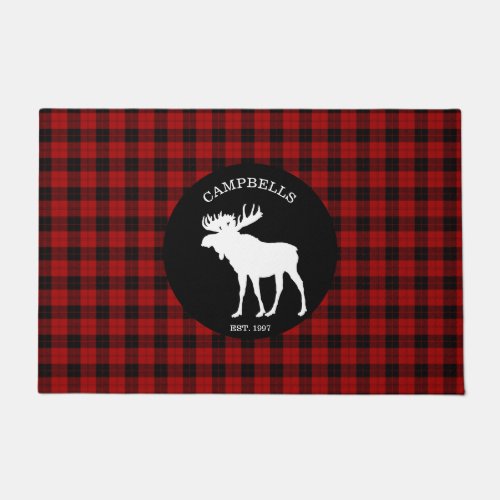 Rustic Red Black Buffalo Check Lumberjack Plaid Doormat