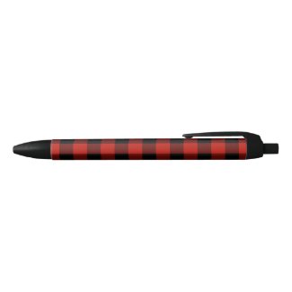 Rustic Red Black Buffalo Check Plaid Pattern Black Ink Pen