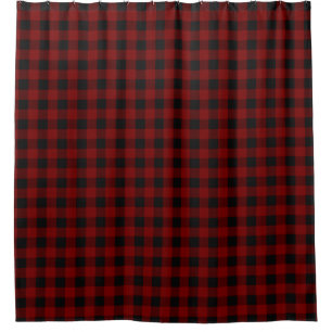 Rustic Red   Black Buffalo Check Plaid Pattern Shower Curtain