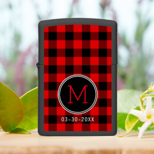 Rustic Red Black Buffalo Lumberjack Check Plaid Zippo Lighter