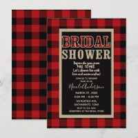 Rustic Red Black Buffalo Plaid Bridal Shower