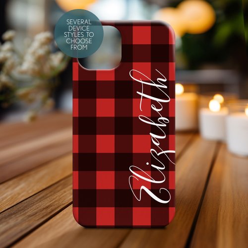 Rustic Red Black Buffalo Plaid _ can edit red Case_Mate iPhone 14 Case