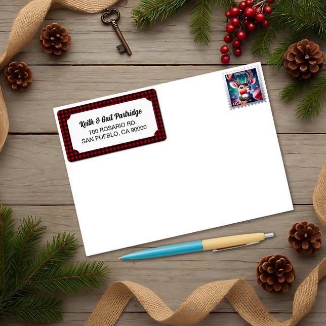 Rustic Red & Black Buffalo Plaid Custom Label (Creator Uploaded)