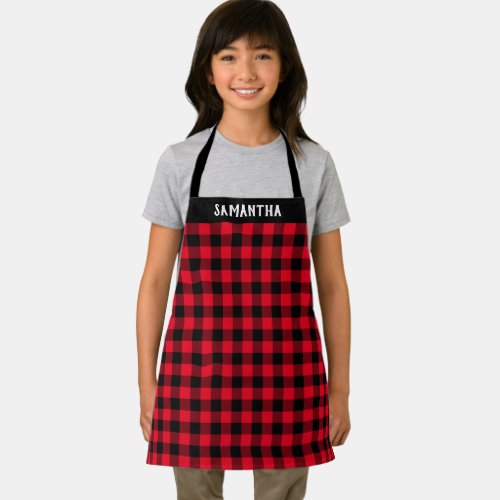 Rustic Red Black Buffalo Plaid Holiday Custom Apron