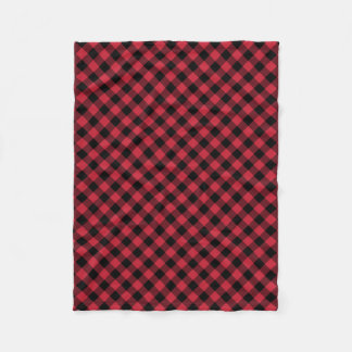 Rustic Red Black Buffalo Plaid Lumberjack Pattern Fleece Blanket