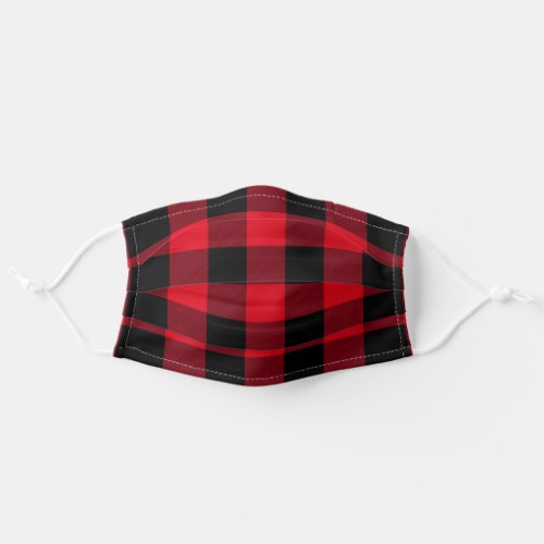 Rustic Red Black Buffalo Plaid Pattern Adult Cloth Face Mask