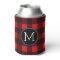 Rustic Red Black Buffalo Plaid Pattern Monogram