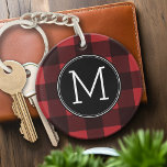 Rustic Red & Black Buffalo Plaid Pattern Monogram Keychain<br><div class="desc">A rugged and masculine design with an area for monograms. A classic, traditional pattern that has been around for years. If you need to adjust the artwork or change the font, you can click on the customize area. This will take you to the design tool where you can make many...</div>