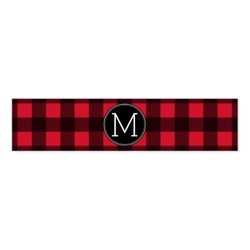 Rustic Red  Black Buffalo Plaid Pattern Monogram Napkin Bands