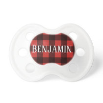 Rustic Red & Black Buffalo Plaid Pattern Monogram Pacifier Rustic Red & Black Buffalo Plaid Pattern Monogram Pacifier