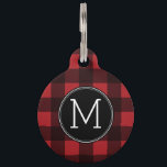 Rustic Red & Black Buffalo Plaid Pattern Monogram Pet Name Tag<br><div class="desc">A rugged and masculine design with an area for monograms. A classic, traditional pattern that has been around for years. If you need to adjust the artwork or change the font, you can click on the customize area. This will take you to the design tool where you can make many...</div>