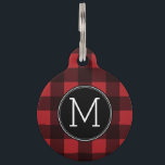 Rustic Red & Black Buffalo Plaid Pattern Monogram Pet Name Tag<br><div class="desc">A rugged and masculine design with an area for monograms. A classic, traditional pattern that has been around for years. If you need to adjust the artwork or change the font, you can click on the customize area. This will take you to the design tool where you can make many...</div>
