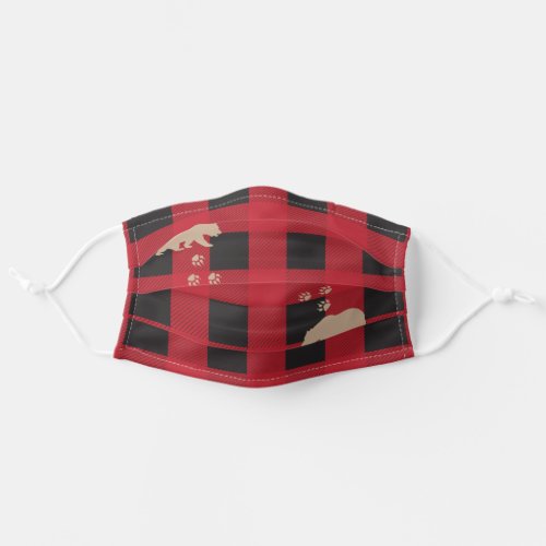 Rustic Red Black Checker Bear Country Cabin Lodge Adult Cloth Face Mask