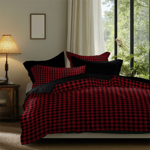Rustic Red Black Duvet Timeless Tartan Bedding Cover