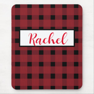 Rustic Red Black Gingham  Mouse Pad