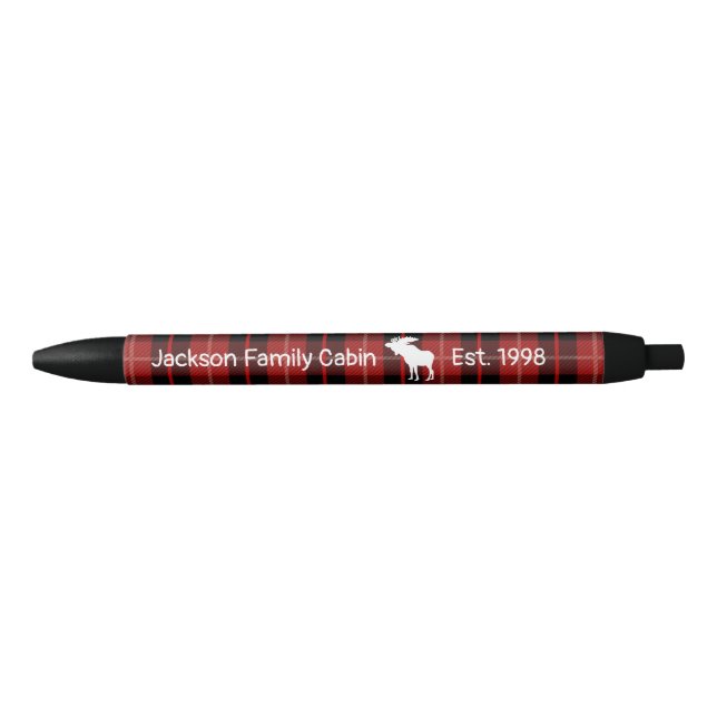 Rustic Red Black Plaid Moose  Pen (Front)
