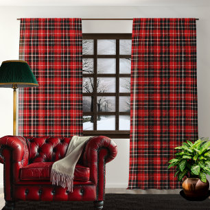 Rustic Red Black Plaid Pattern Blackout Curtains