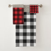 Red Black Lumberjack Buffalo Plaid Pattern Bath Towel Set