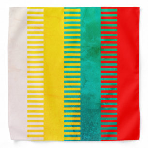 Rustic Red Blue Green Yellow White Striped Pattern Bandana