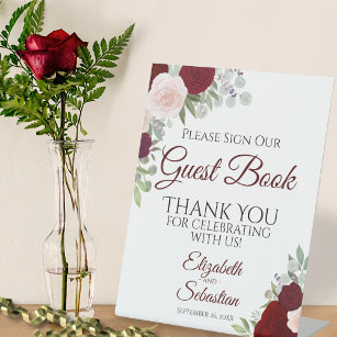 Rustic Red Boho Floral Please Sign Our Guest Book