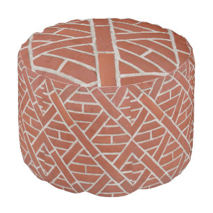 Rustic Red Brick Criss Cross Pattern Pouf