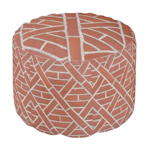 Rustic Red Brick Criss Cross Pattern Pouf