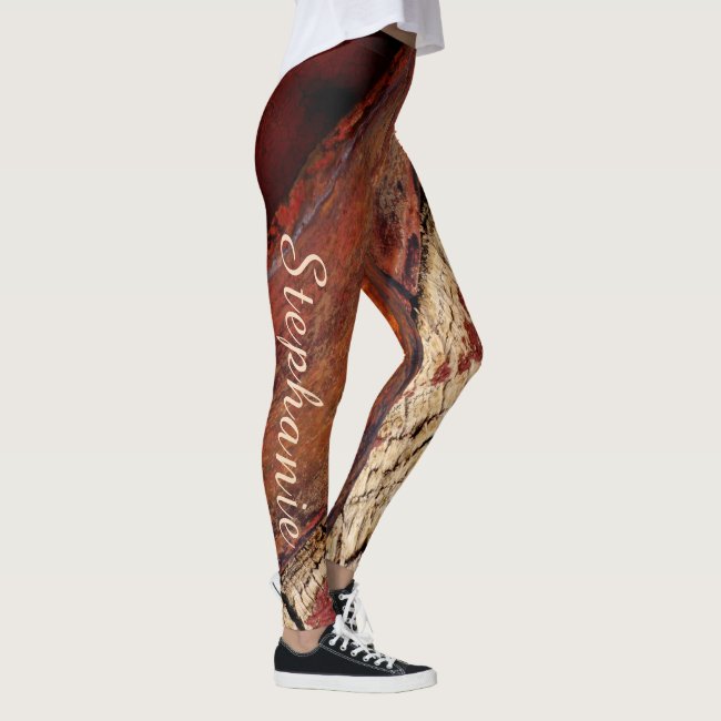 Rustic Red Brown Abstract Fashion/Yoga Leggings