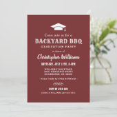 Rustic Red Brown Backyard BBQ Graduation Party Invitation (Standing Front)