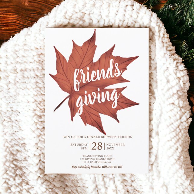 Rustic red brown maple leaf thanksgiving invitation (Rustic red brown maple leaf thanksgiving invitation)