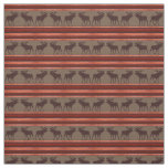 Rustic red brown moose pattern twill fabric