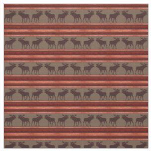 Rustic red brown moose pattern twill fabric