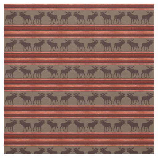 Rustic red brown moose pattern twill fabric