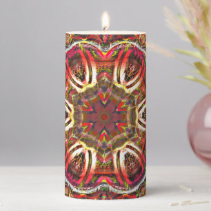 Rustic red brown texture in spoiled kaleidoscope pillar candle