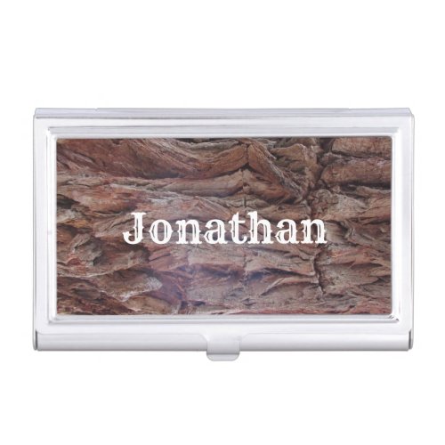 Rustic Red Brown Tree Trunk Photo Woodgrain Business Card Case