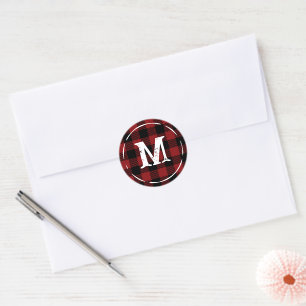 Rustic Red Buffalo Check Monogram Wedding Seal