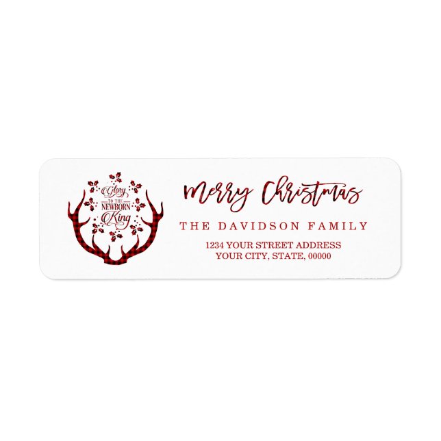 Rustic Red Buffalo Merry Christmas Typography Label (Front)