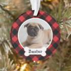 Rustic Red Buffalo Plaid Christmas Dog Photo Name