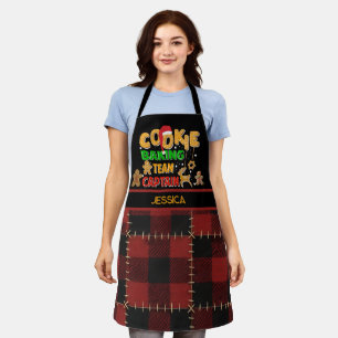 Rustic Red Buffalo Plaid Cookie Baking Team Name  Apron
