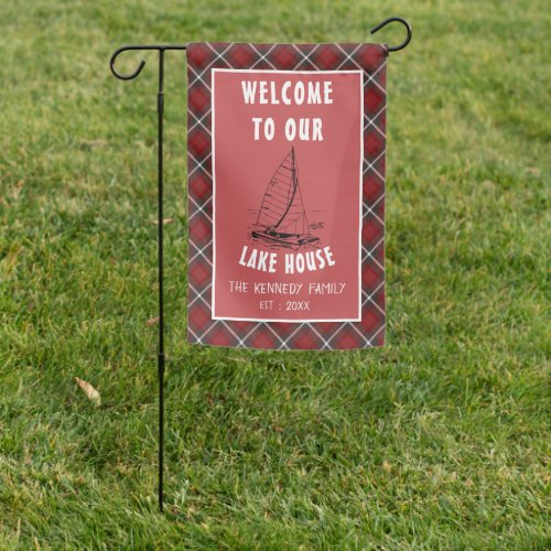 Rustic Red Buffalo Plaid Family Lake House Welcome