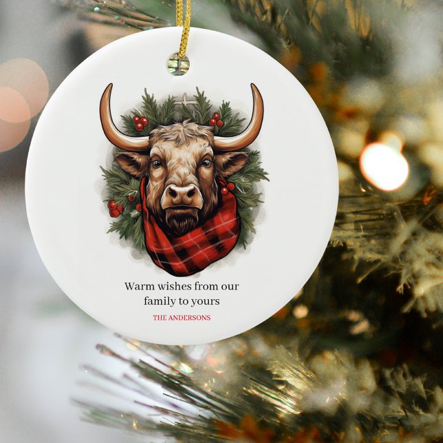 Rustic Red Buffalo Plaid Farmhouse Ceramic Ornament (Creator Uploaded)