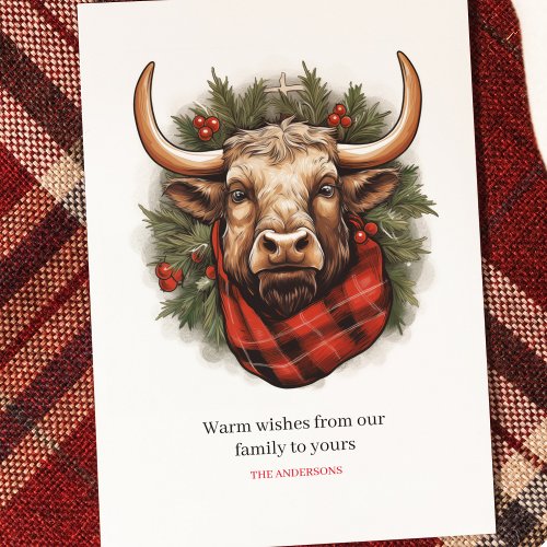 Rustic Red Buffalo Plaid Farmhouse Holiday Card
