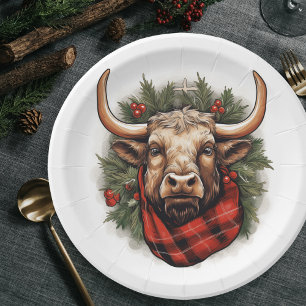 Rustic Red Buffalo Plaid Farmhouse Paper Plates