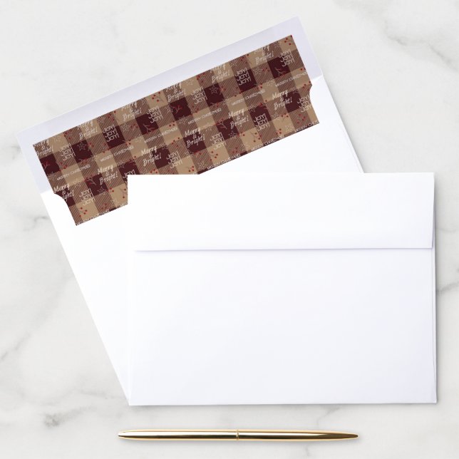Rustic Red Buffalo Plaid | Merry Christmas Envelope Liner (Desk)