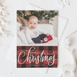 Rustic Red Buffalo Plaid Merry Christmas Photo Holiday Card<br><div class="desc">Merry Christmas! Send Christmas greetings to family and friends with this rustic Christmas photo card. It features a rustic buffalo plaid pattern in red and black. Personalize by adding your texts and photos. This red Christmas ruffalo plaid photo card is available in other colors and cardstock.</div>