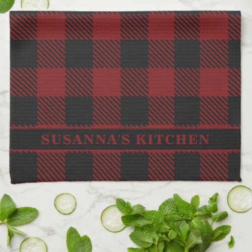 Rustic Red Buffalo Plaid Winter Kitchen Towel